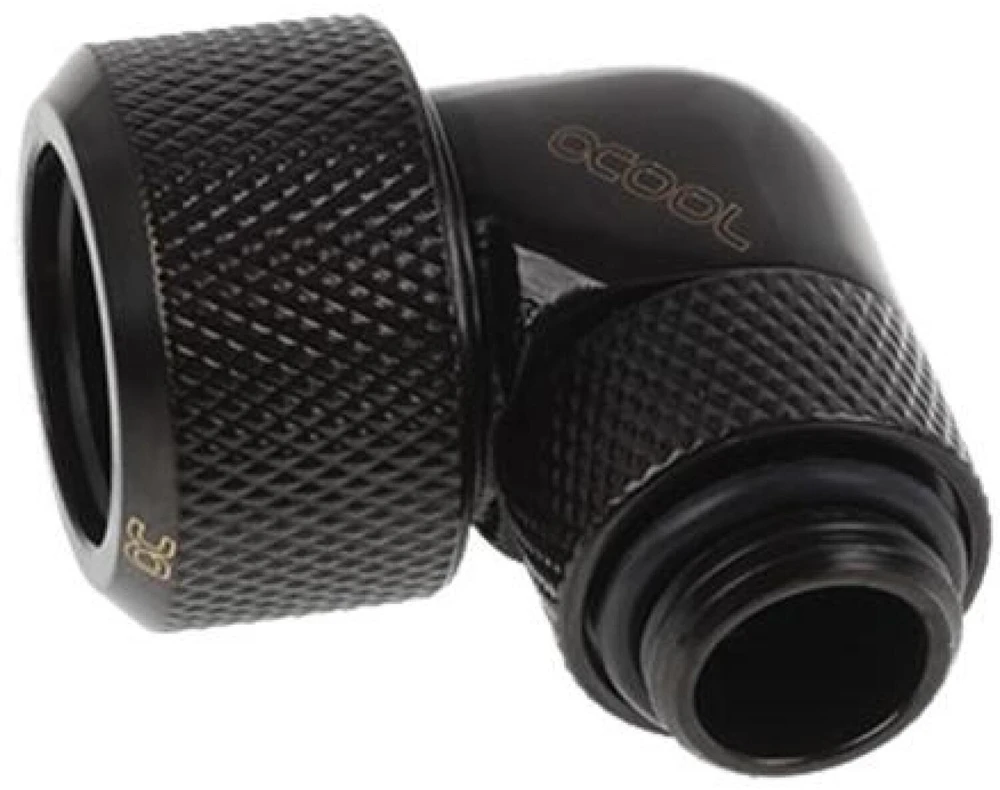 Alphacool Eiszapfen connector 90 degrees G1/4 inch female thread to 16mm outer diameter hard tube – juodas