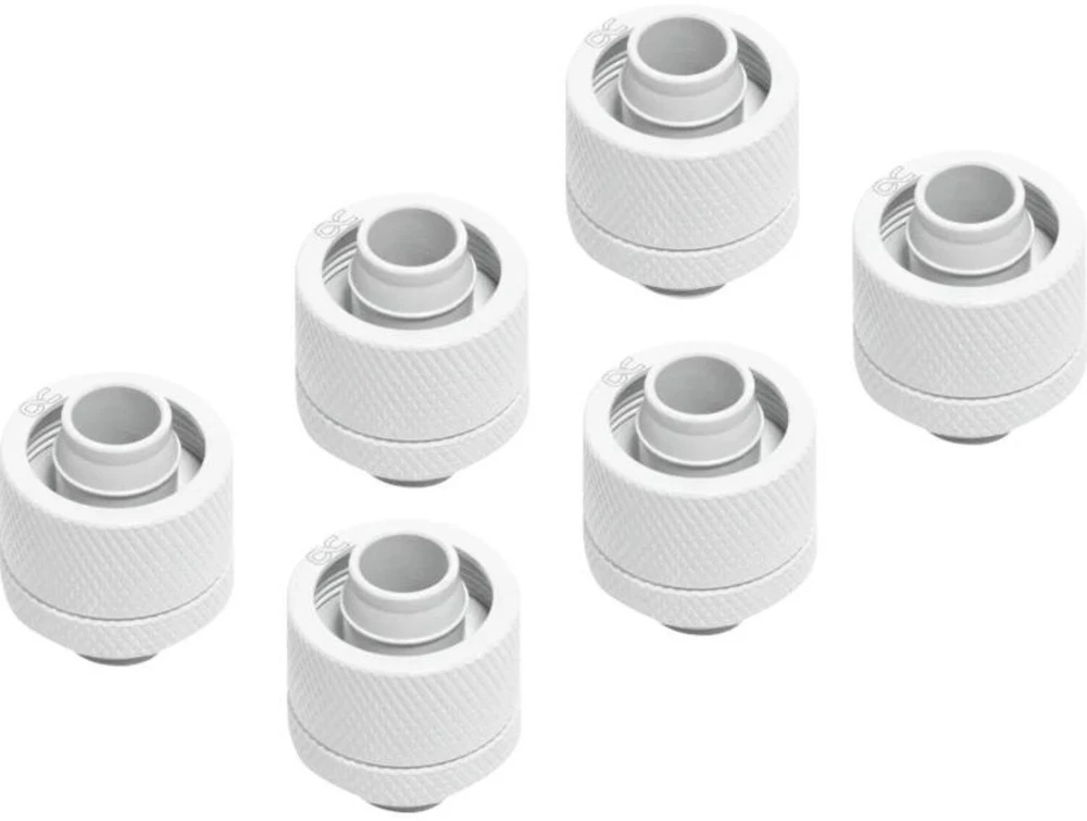 Alphacool Varveklio 16/10 mm įsukama jungtis G1/4, 6 vnt. pakuotėje – baltas