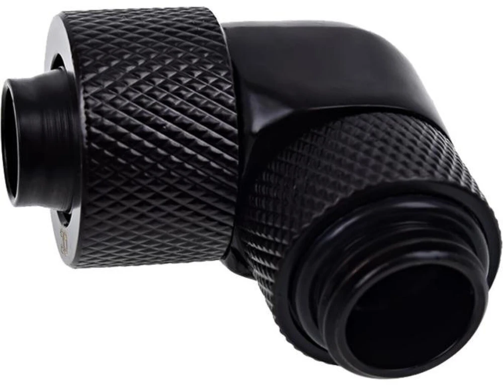 Alphacool varveklio jungtis 90 laipsnių nuo G1/4 colio AG iki 13/10 mm – pasukama, juoda