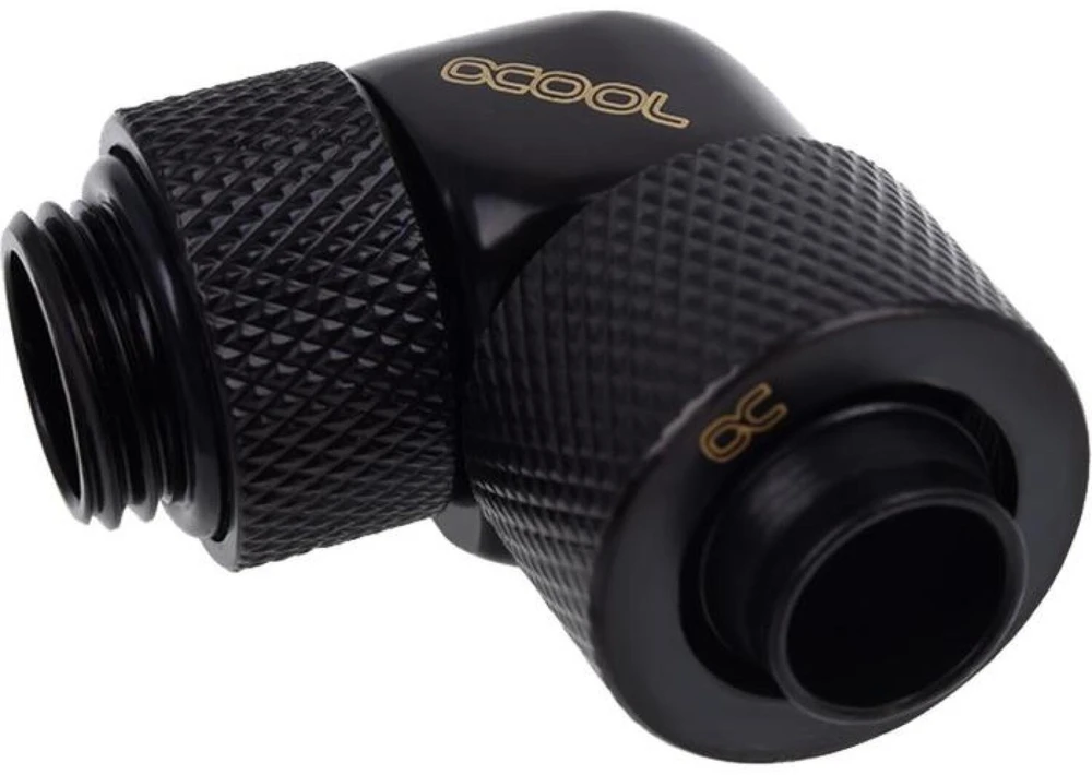 Alphacool varveklio jungtis 90 laipsnių nuo G1/4 colio AG iki 13/10 mm – pasukama, juoda