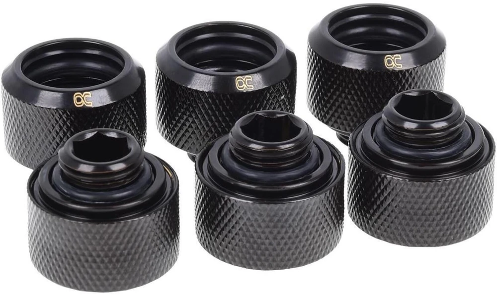 Alphacool Jungčių rinkinys 1/4" - 16/10mm, juodas, 6 vnt. (17379)