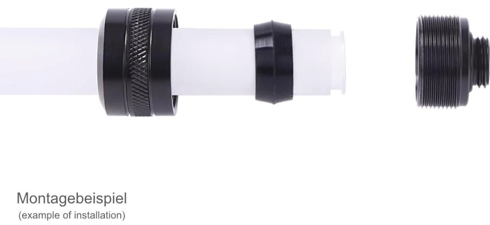 Alphacool Eiszapfen Pro jungtis 16 mm kietas vamzdelis G1/4, 6 vnt. pakuotėje – juodas