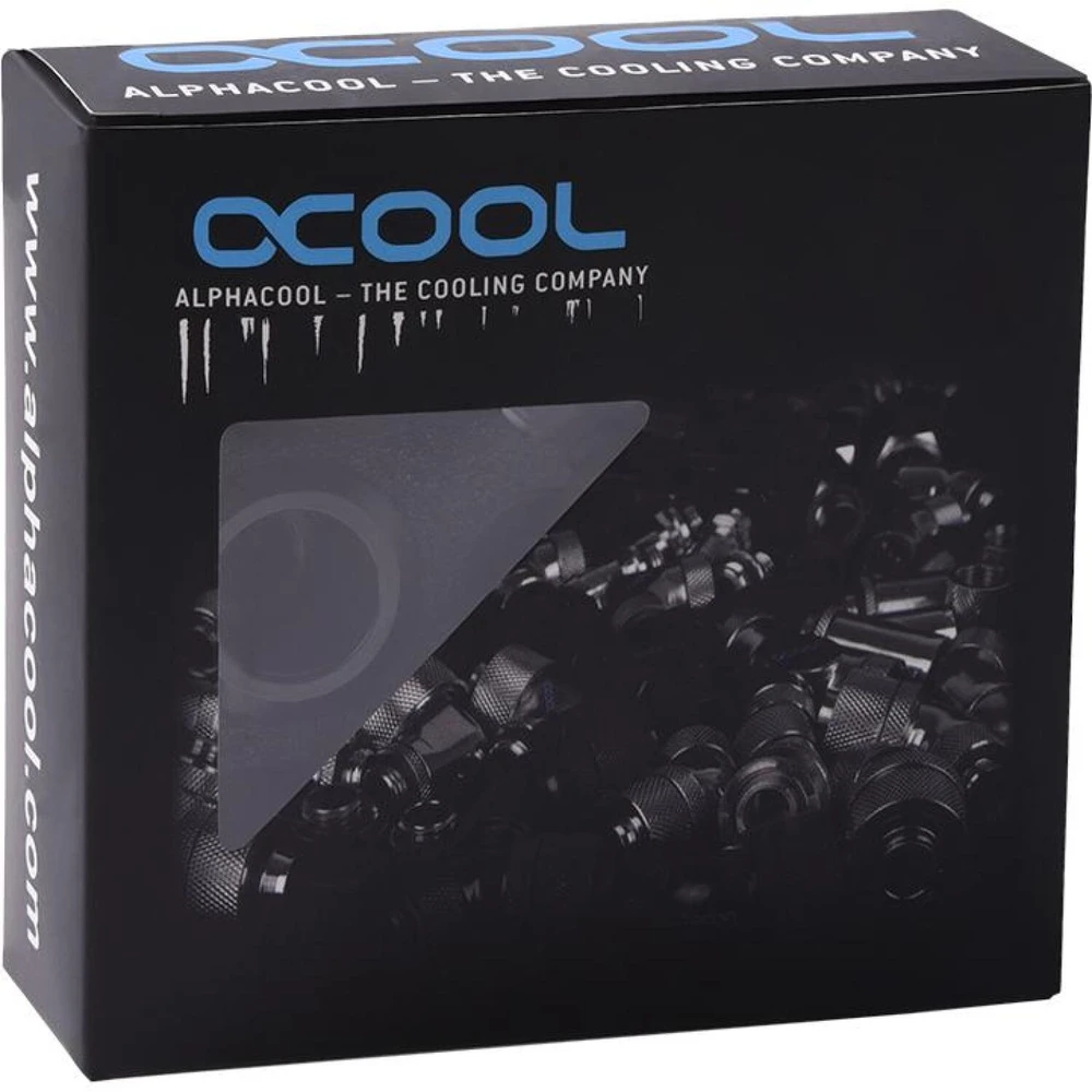 Alphacool Eiszapfen Pro jungtis 16 mm kietas vamzdelis G1/4, 6 vnt. pakuotėje – juodas