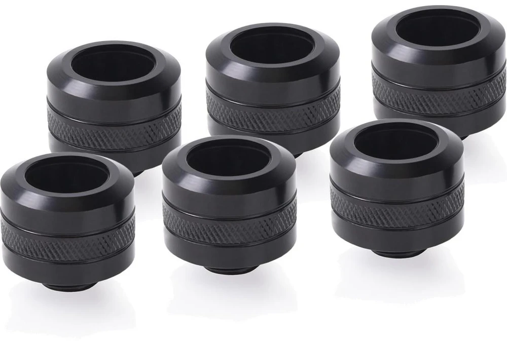 Alphacool Eiszapfen Pro jungtis 16 mm kietas vamzdelis G1/4, 6 vnt. pakuotėje – juodas