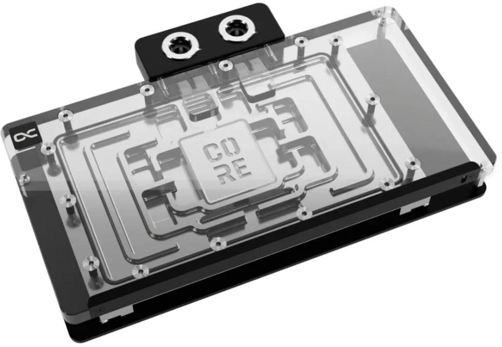 „Alphacool Core GeForce RTX 5090 Solid/AMP GPU Vanduo Block“, ARGB, su galine plokšte – akrilas