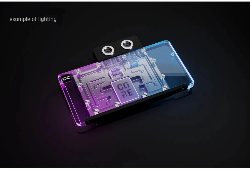 „Alphacool Core RX 9070 Hellhound/Reaper/Pulse/Pure GPU Vanduo Block“, ARGB, su galine plokšte · akrilas