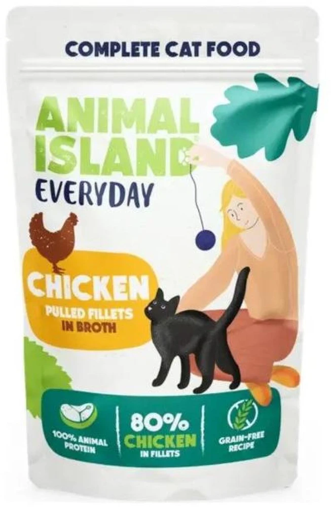 ANIMAL ISLAND Everyday vištiena pulled fillets in broth - wet cat food - 85g
