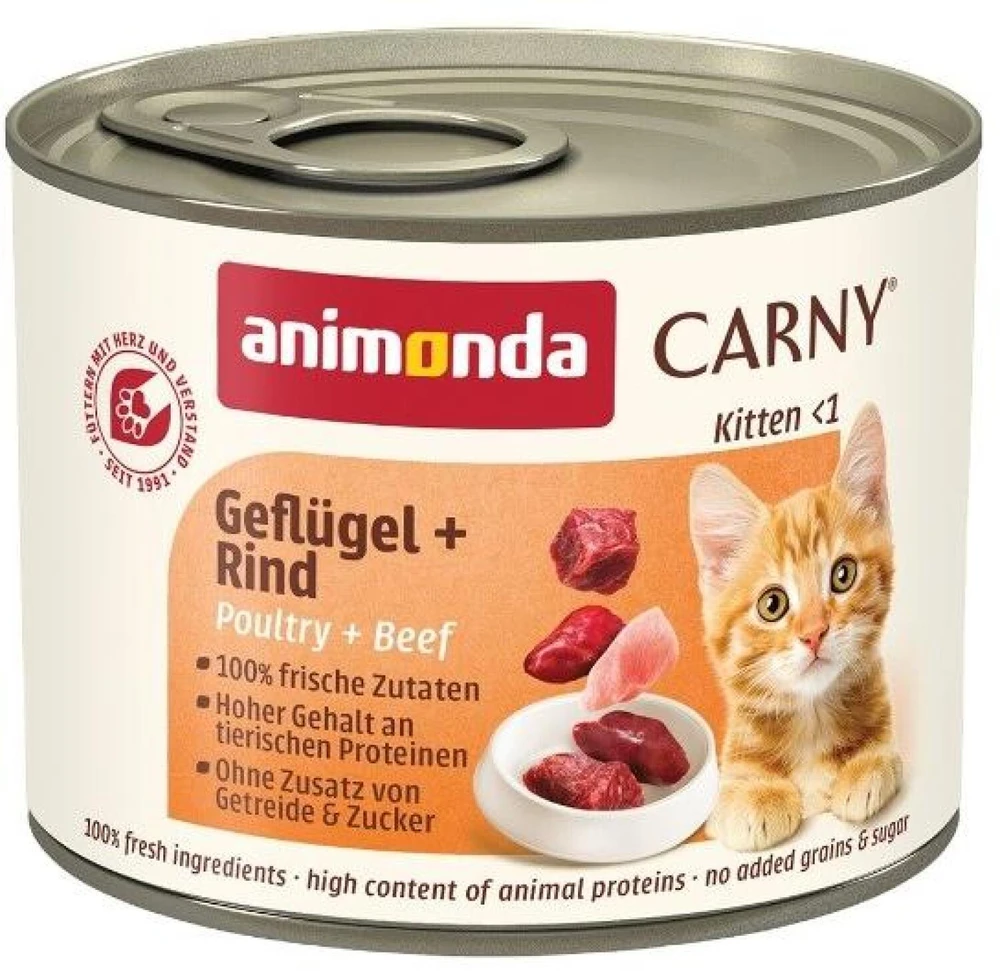 ANIMONDA Carny Kitten skonio: paukštiena, jautiena 200 g
