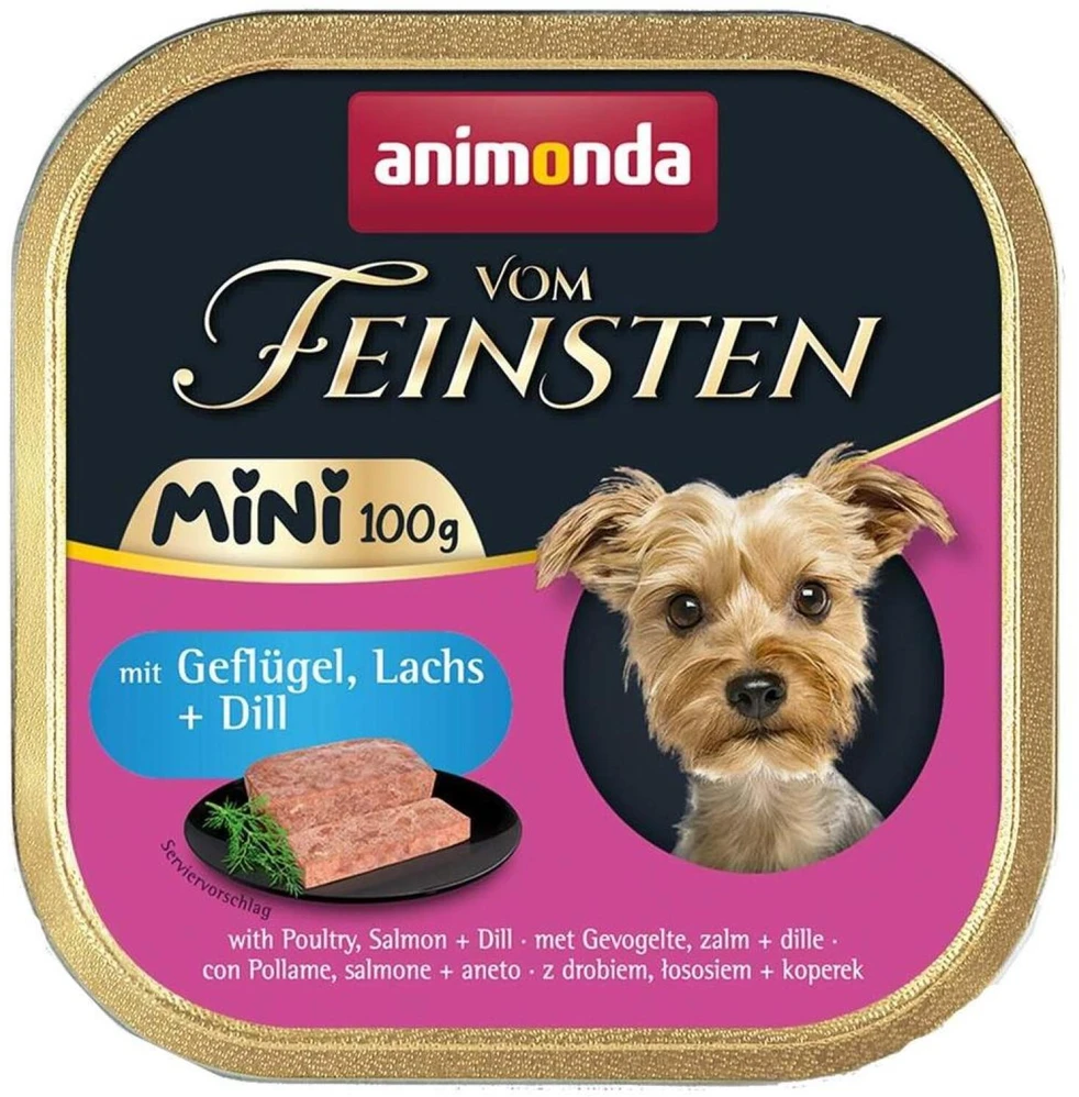 ANIMONDA Vom Feinsten Adult Mini paukštiena, lašiša and dill - wet dog food - 100g