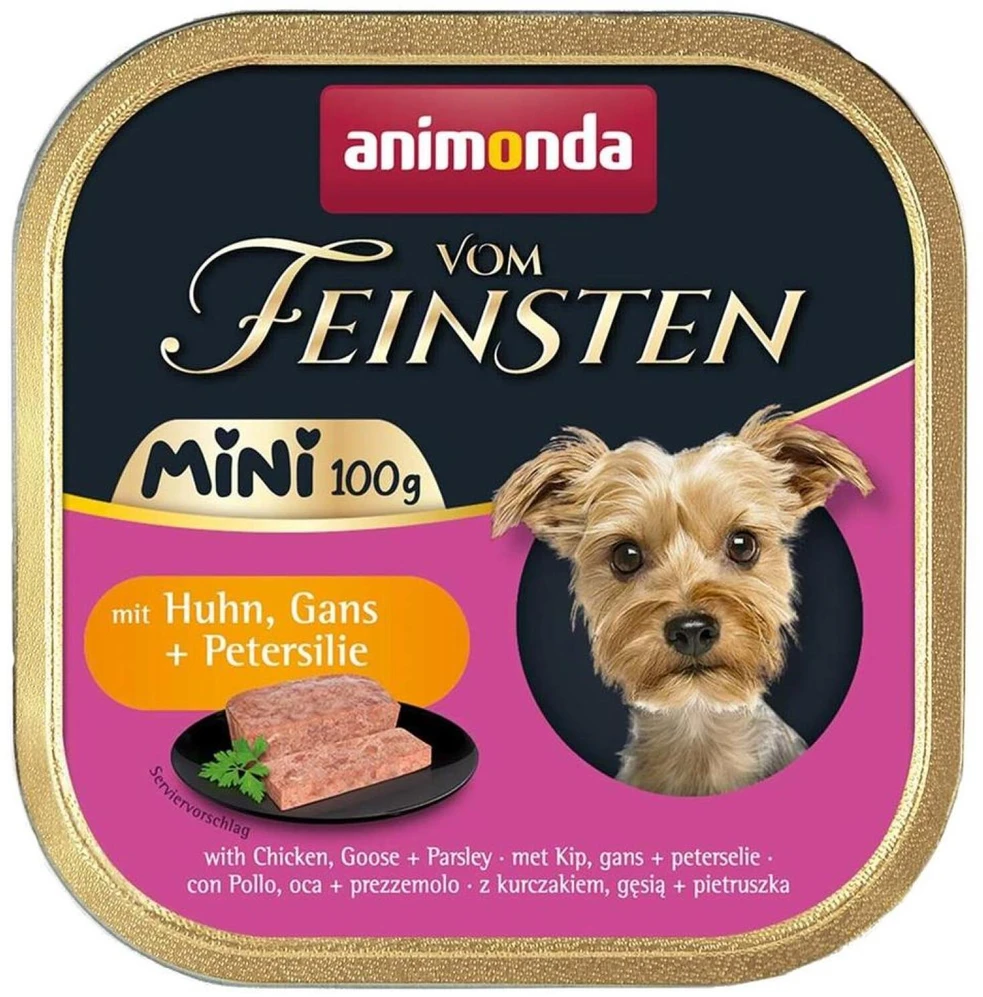 ANIMONDA Vom Feinsten Adult Mini vištiena, goose and parsley - wet dog food - 100g