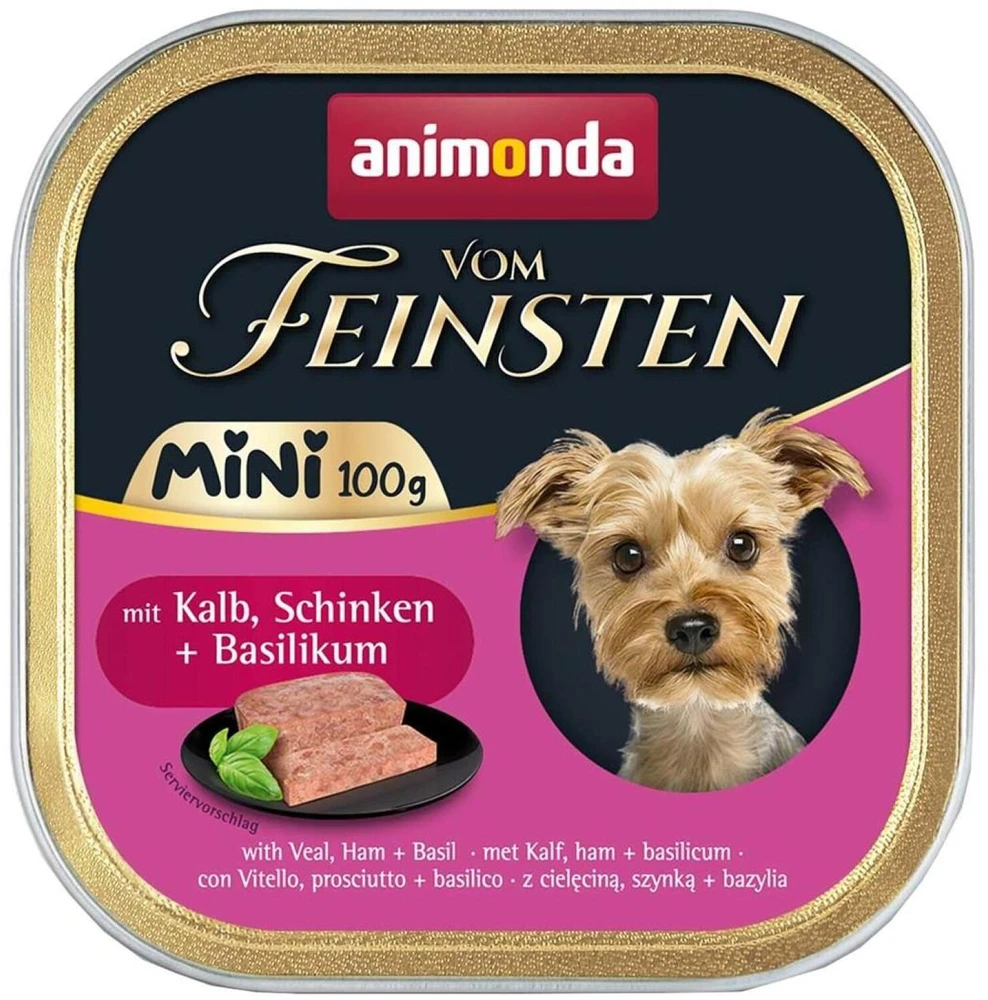 Basil ANIMONDA Vom Feinsten Adult Mini veršiena, kumpis ir bazilikas - šlapias šunų maistas - 100g