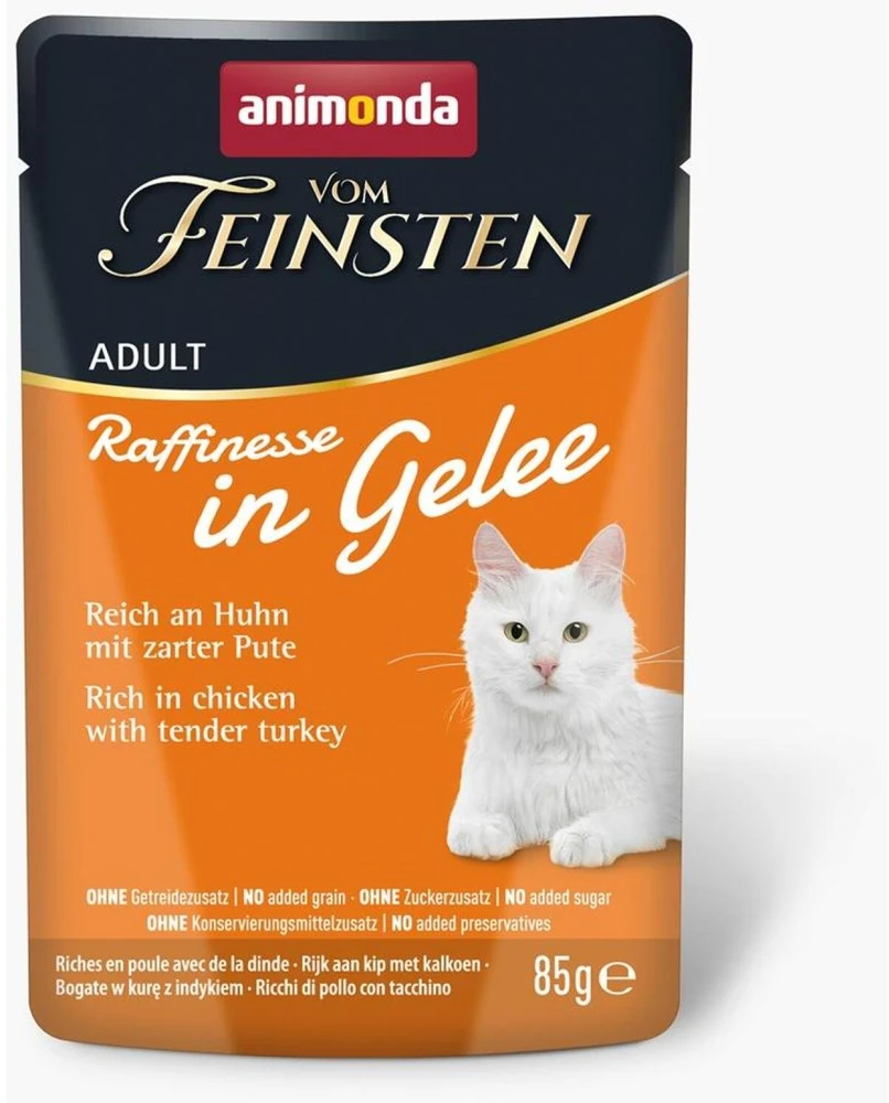 ANIMONDA Vom Feinsten Adult Raffinesse želė, turtinga vištiena su kalakutiene - šlapias maistas katėms - 85g
