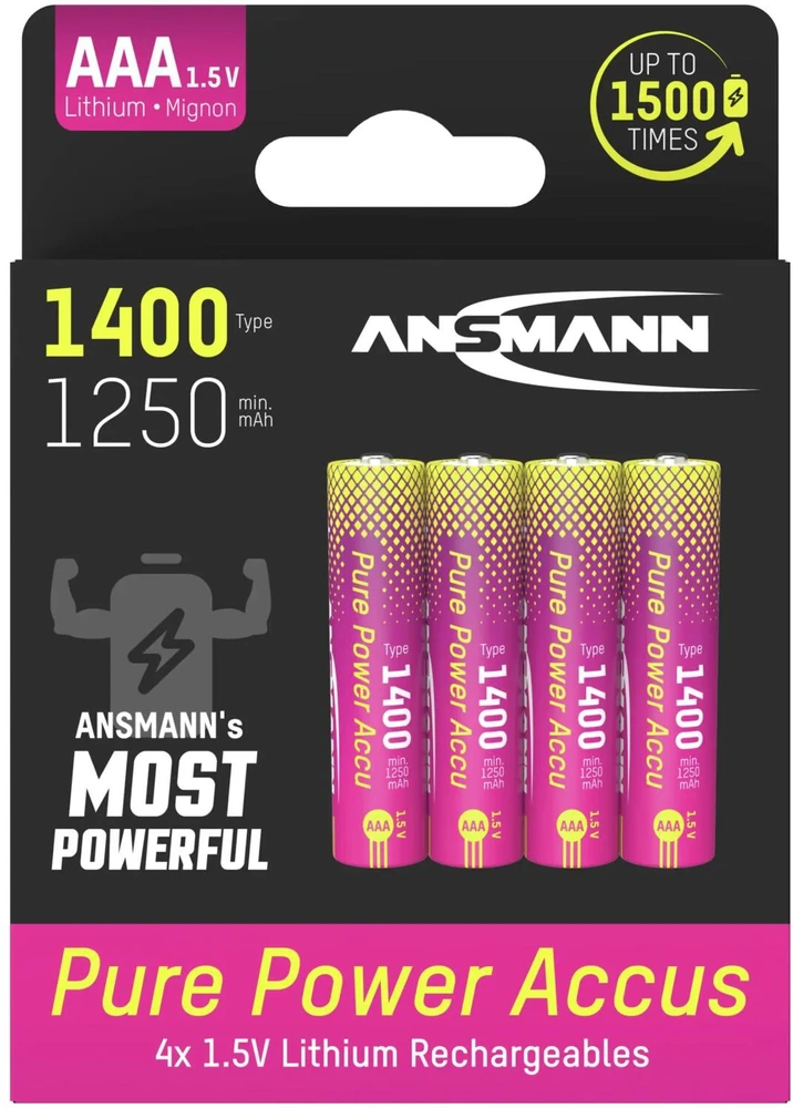 Akku AAA ANSMANN PurePower 1400 4er Li-Ion/1,5V/1400mAh/4er Pack (1311-0034)