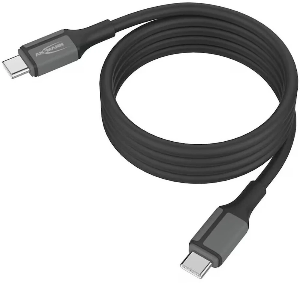 Ansmann kabelis 1700-0204, USB-C į USB-C, 1.2m, 60W, magnetinis, silikoninis, juodas
