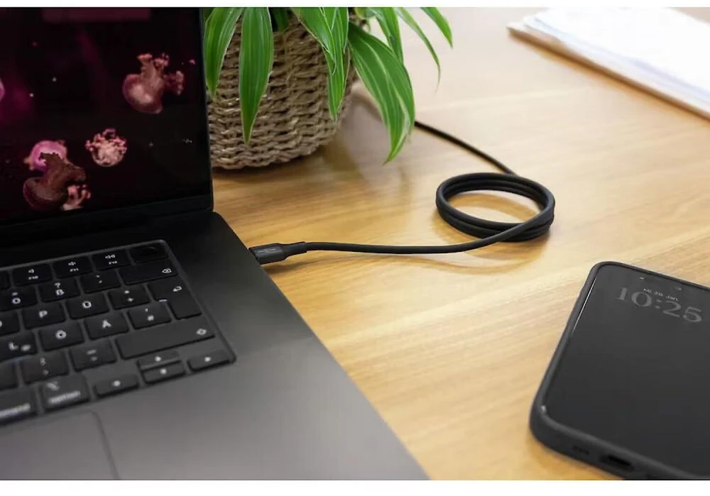 Ansmann kabelis 1700-0204, USB-C į USB-C, 1.2m, 60W, magnetinis, silikoninis, juodas