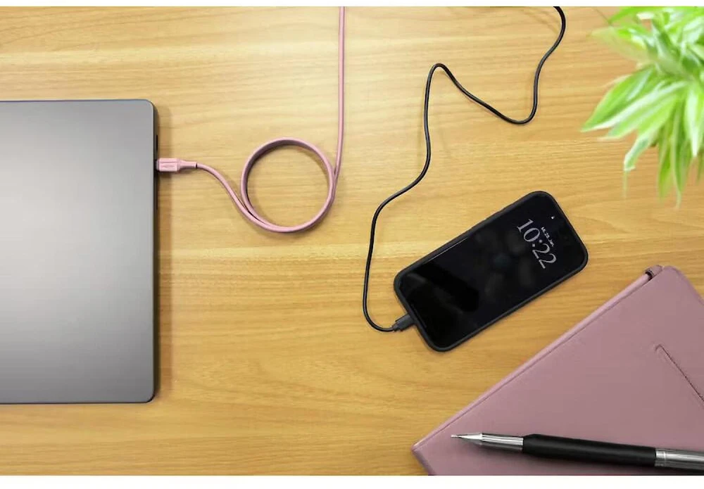 Ansmann kabelis 1700-0205, USB-C į USB-C, 1.2m, 60W, magnetinis, silikoninis, rožinis