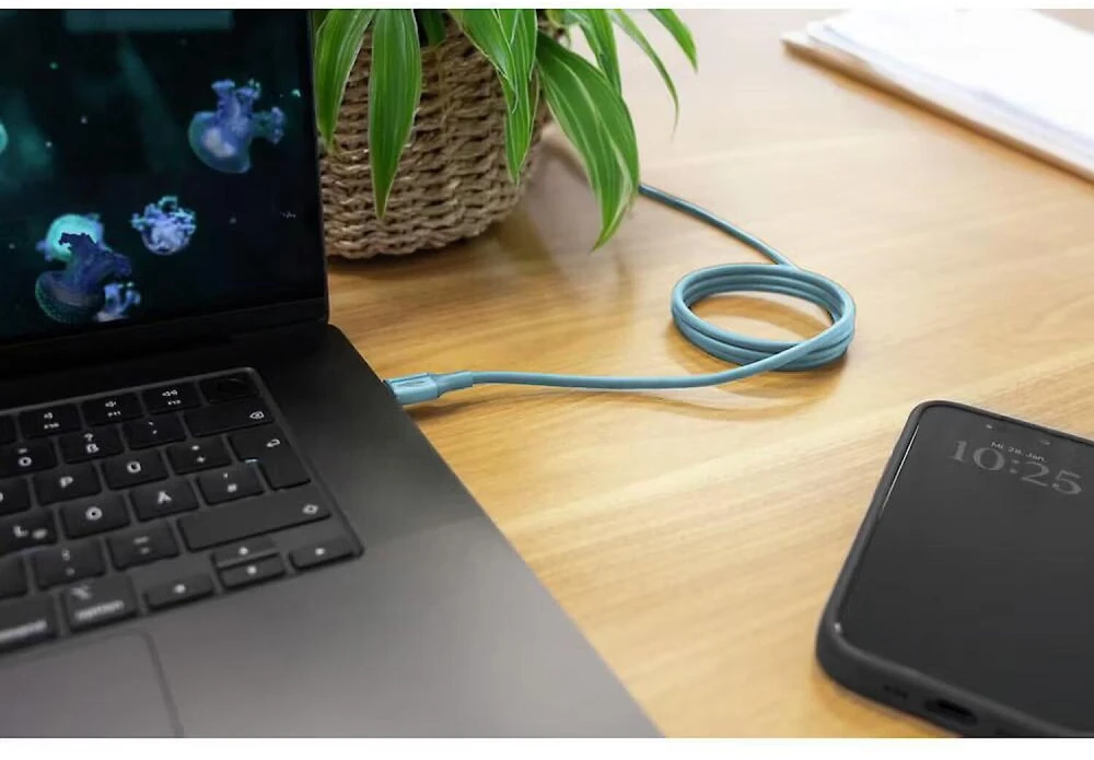 Ansmann kabelis USB-C į USB-C 1700-0202, 1.2m, 60W, magnetinis, silikoninis, mėlynas