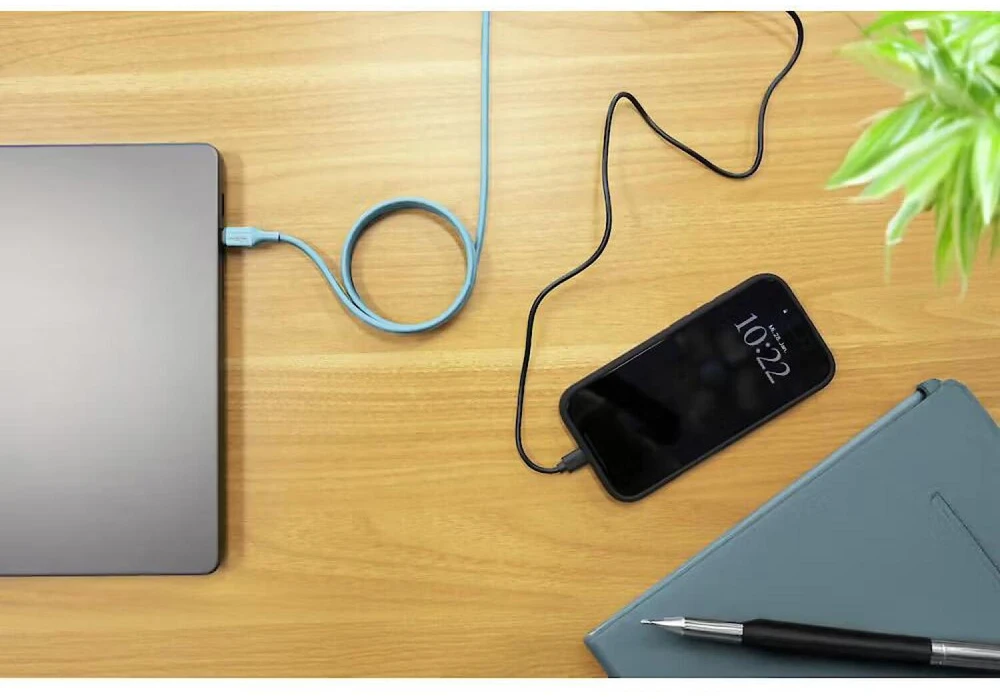 Ansmann kabelis USB-C į USB-C 1700-0202, 1.2m, 60W, magnetinis, silikoninis, mėlynas