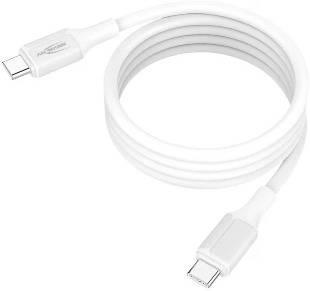 Ansmann kabelis USB-C į USB-C 1700-0203, 1.2m, 60W, magnetinis, silikoninis, baltas