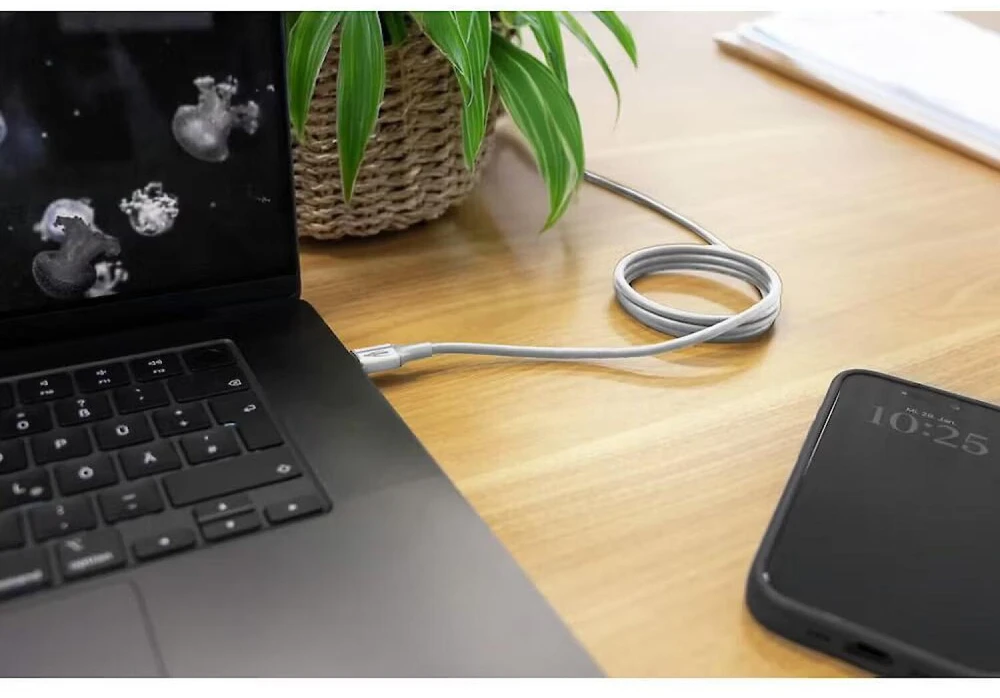 Ansmann kabelis USB-C į USB-C 1700-0203, 1.2m, 60W, magnetinis, silikoninis, baltas