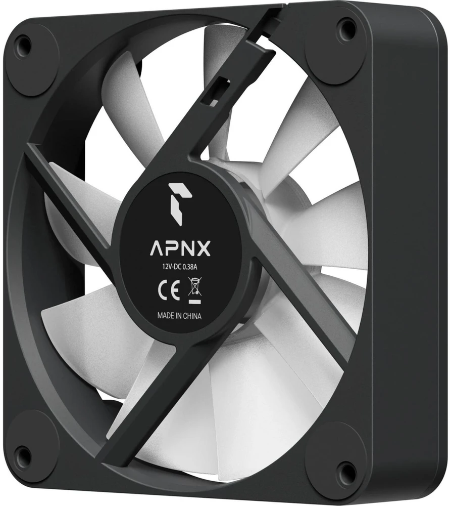 APNX FP1-R PWM ventiliatorius, atvirkštinės mentės, PWM, ARGB – 3 vienetų rinkinys, juodas