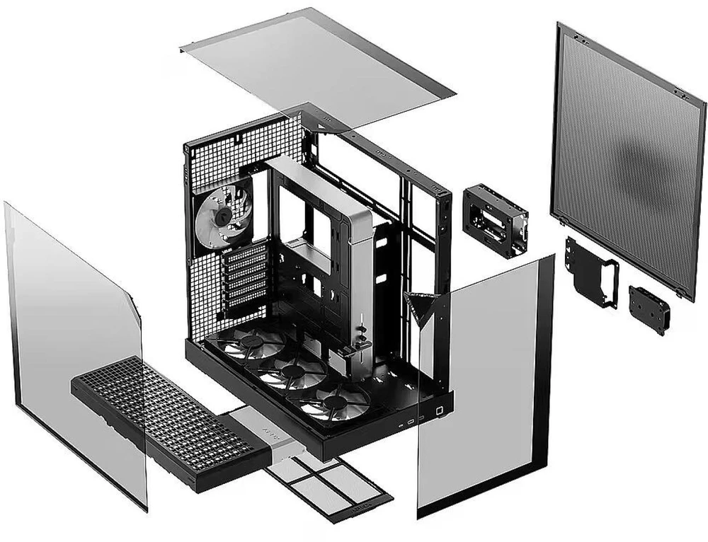 APNX V2 , Tower-case - juodas, Tempered Glass x 3