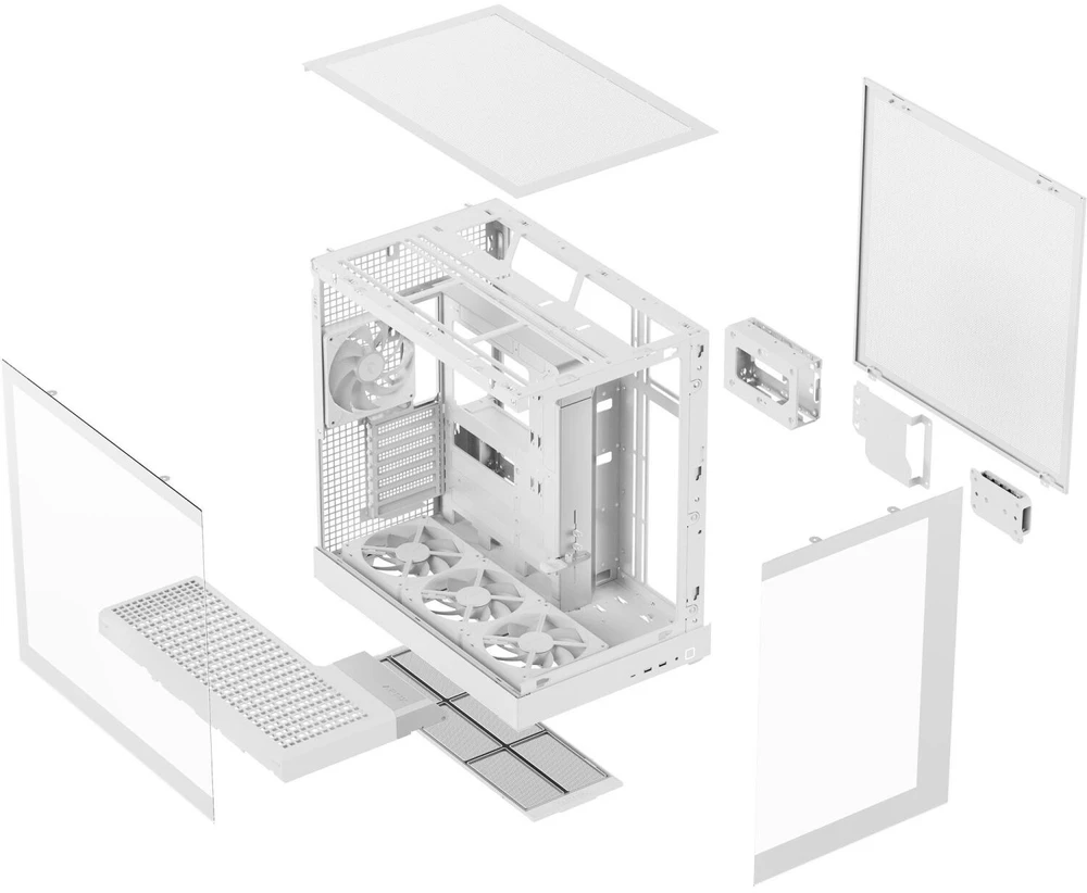 APNX V2-F-WT-v1, Tower-case - baltas, Tempered Glass x 3