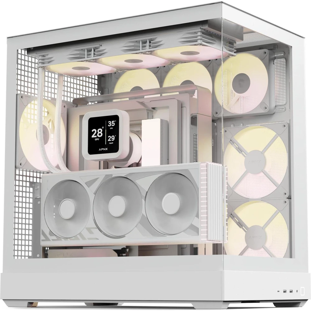 APNX V2-F-WT-v1, Tower-case - baltas, Tempered Glass x 3