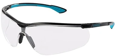 Apsauginiai akiniai Uvex Sportstyle skaidria linze, supravision extreme (nesibraižantys ir nerasojantys) padengimas, juodos/mėlynos kojelės.