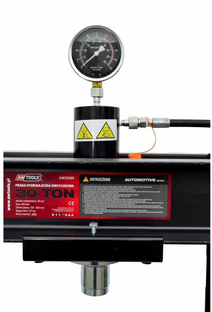 AW-Tools AWTOOLS HIDRAULINIS PRESAS SU MANOMETRU 30T / DVIGUBAS STŪMOKLIS