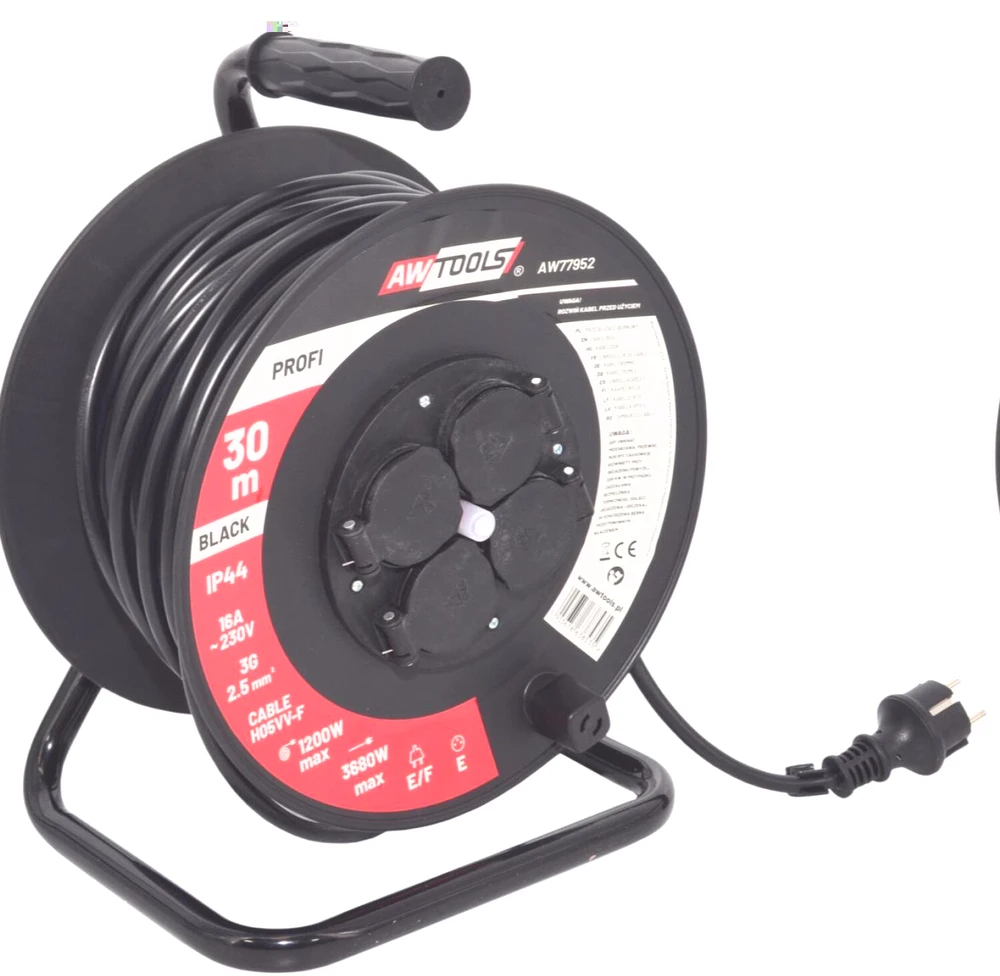 AW-Tools AWTOOLS BŪGNINIS ILGINTUVAS PLASTIKINIS PROFI 50m 3×2,5mm 16A / 3680W / IP44