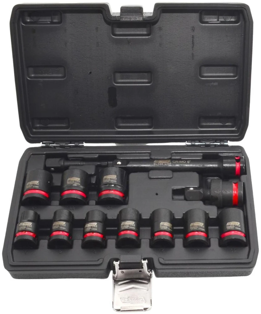 AW-Tools AWTOOLS SMŪGINIŲ GALVUČIŲ RINKINYS 1/2″ 13 vnt./10-24 mm/ TRUMPOS Juodas LINE
