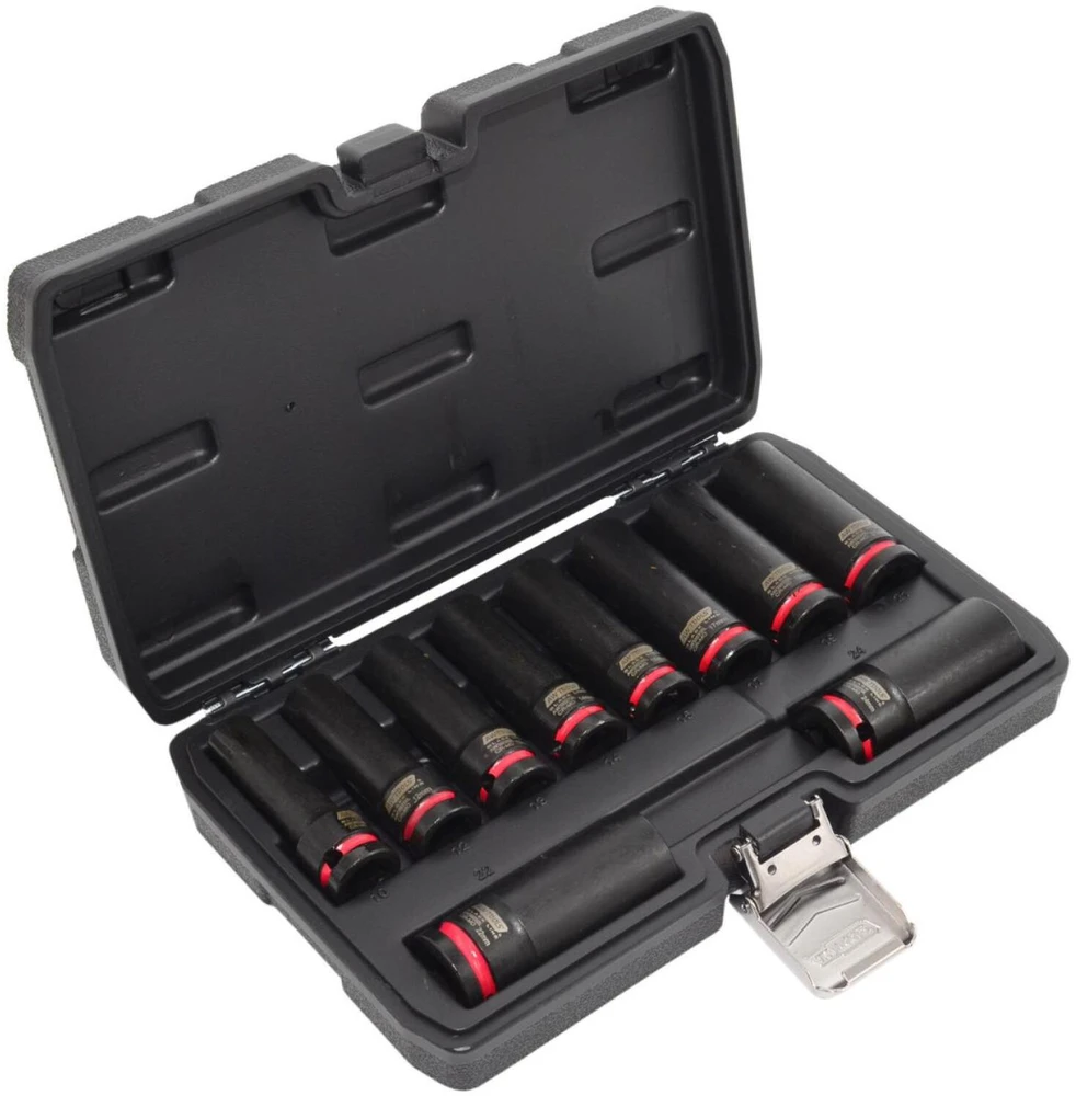 AW-Tools AWTOOLS SMŪGINIŲ GALVUČIŲ RINKINYS 1/2″ 10 vnt. 10-24mm ILGOS Juodas LINE
