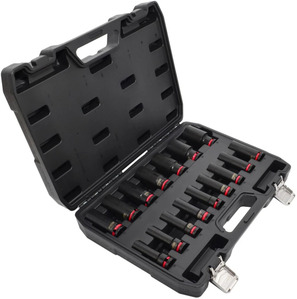 AW-Tools AWTOOLS SMŪGINIŲ GALVUČIŲ RINKINYS 1/2″ 16 vnt. 11-32mm ILGOS Juodas LINE