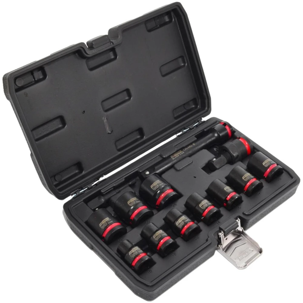 AW-Tools AWTOOLS SMŪGINIŲ GALVUČIŲ RINKINYS 1/2″ 13 vnt./10-24 mm/ TRUMPOS Juodas LINE