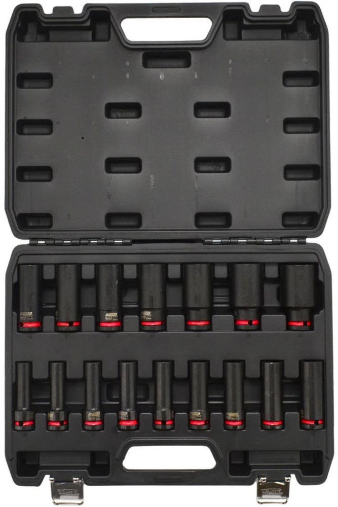 AW-Tools AWTOOLS SMŪGINIŲ GALVUČIŲ RINKINYS 1/2″ 16 vnt. 11-32mm ILGOS Juodas LINE