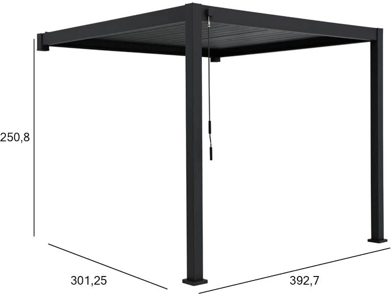 Pavėsinė MIRADOR-111 3x4 m sieninė, tamsiai pilka