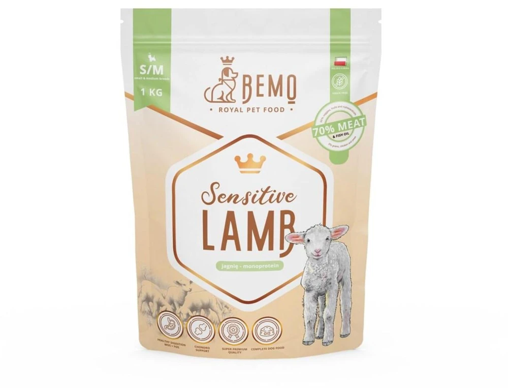 BEMO Sensitive ėriena Small/Medium Mono - sausa šunų mėsa - 1kg