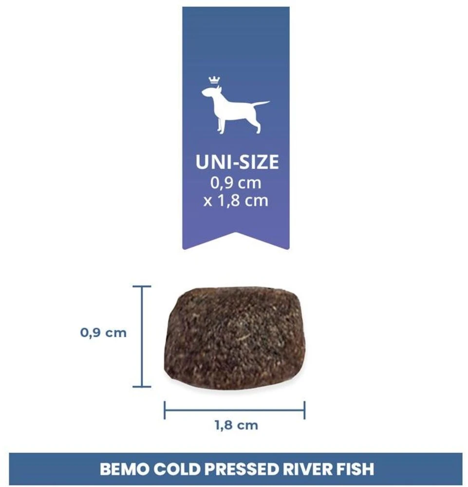 BEMO Cold Pressed Mono upės žuvis - sausa šunų maista - 1kg