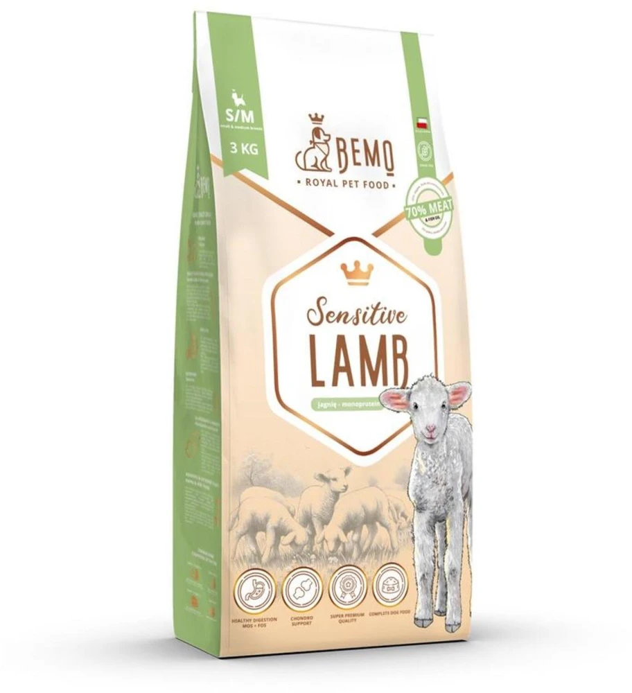 BEMO Sensitive ėriena Small/Medium Mono - sausa šunų dieta - 3kg