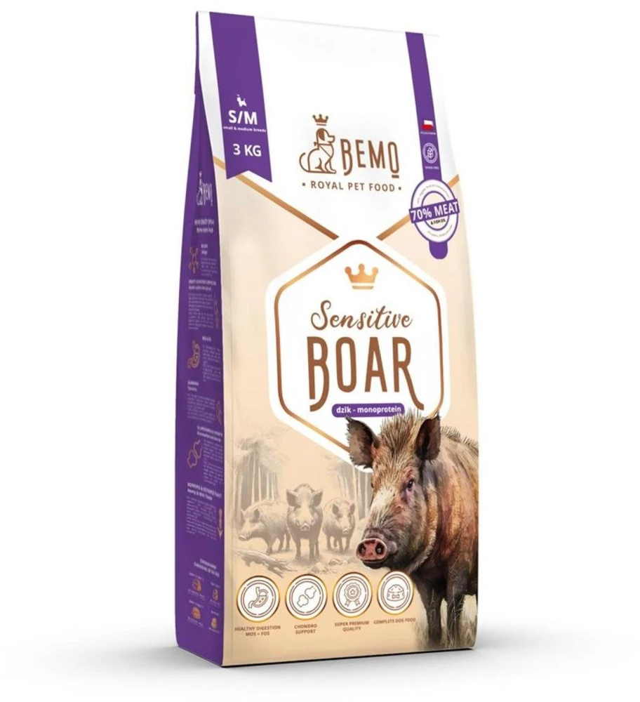 BEMO Sensitive Boar Small/Medium Mono - sausa šunų dieta - 3kg