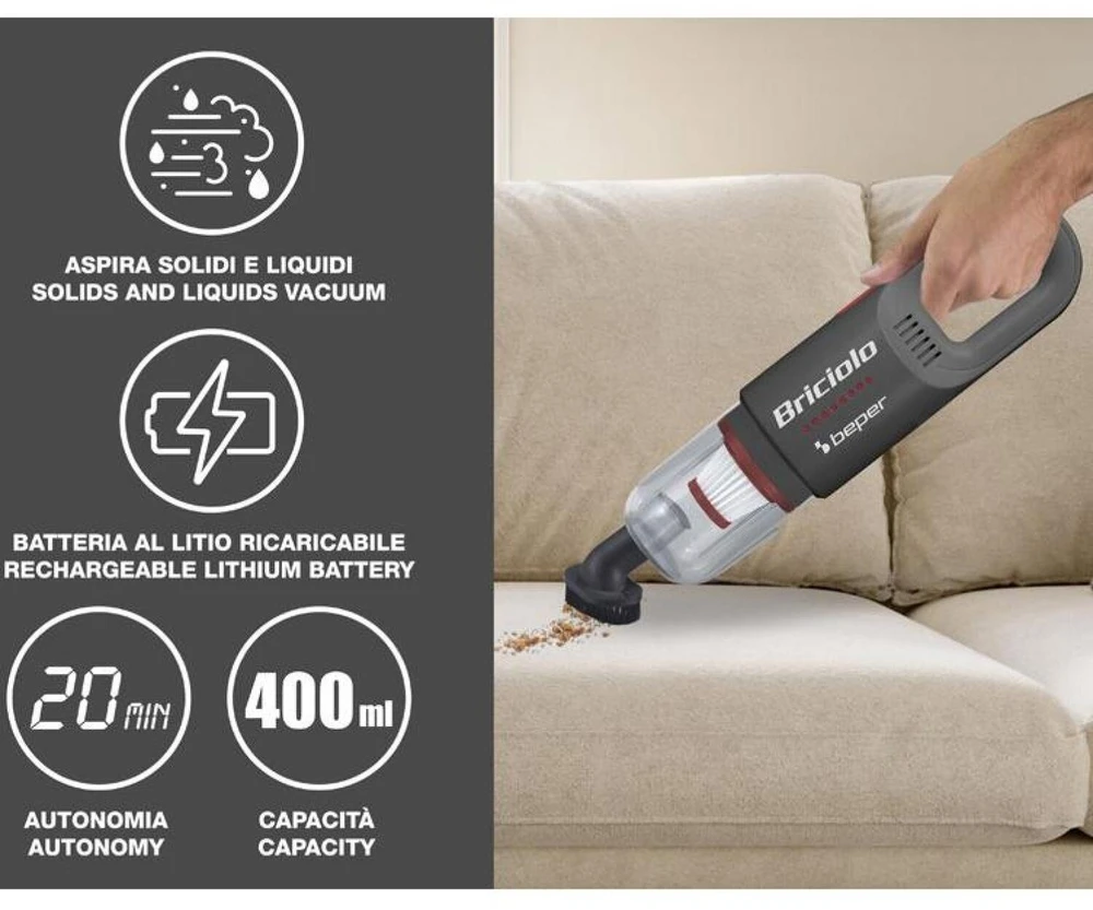 Kompaktiškas rankinis dulkių siurblys Beper P202ASP401, 400 ml
