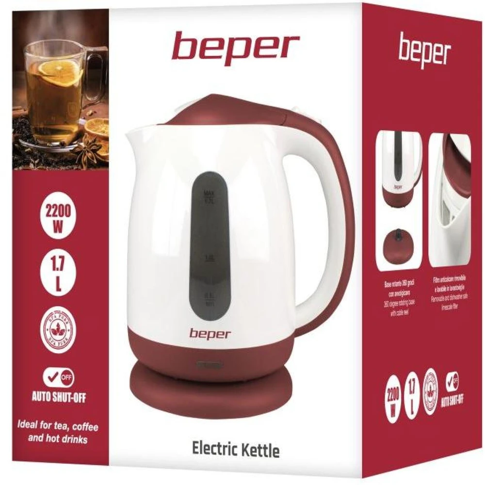 Belaidis elektrinis virdulys Beper P101BOL100, 1,7 l, 2200 W