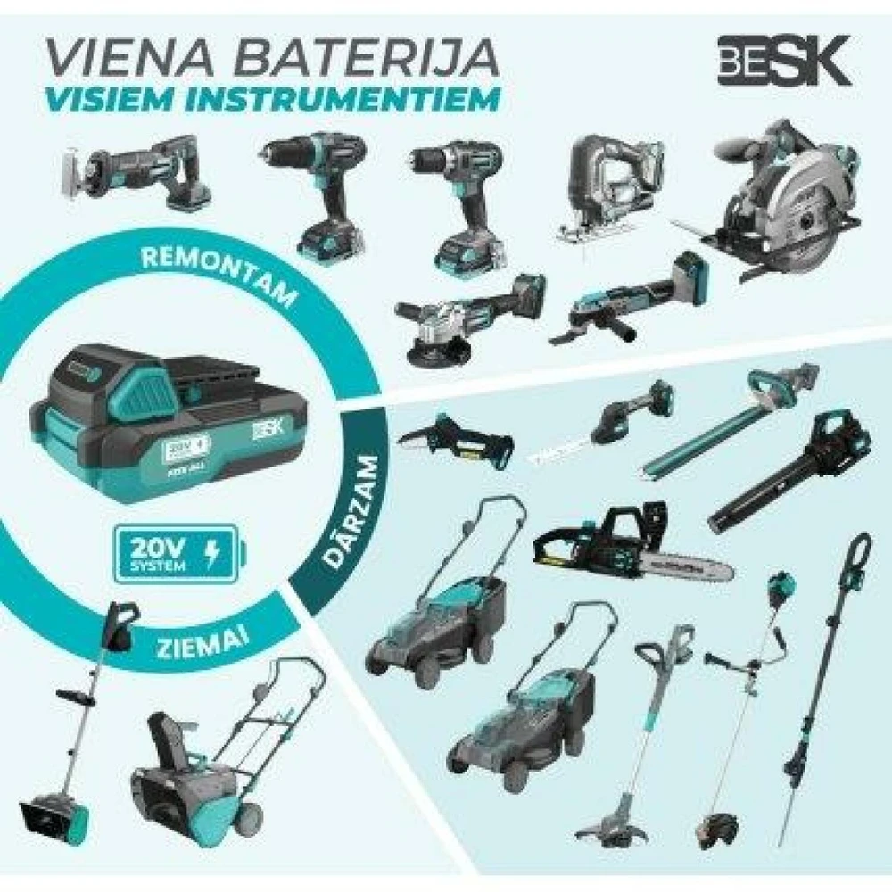 Besk Žoliapjovės akumuliatorius 20V 300mm ac neįtrauktas į komplektą