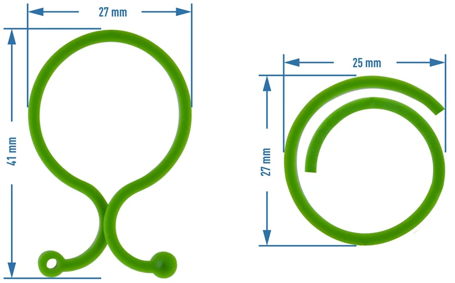 Bioogrod 721201, plastmasiniai augalų segtukai, 50 vnt., 17g, spiralės ir aštuonetuko formos