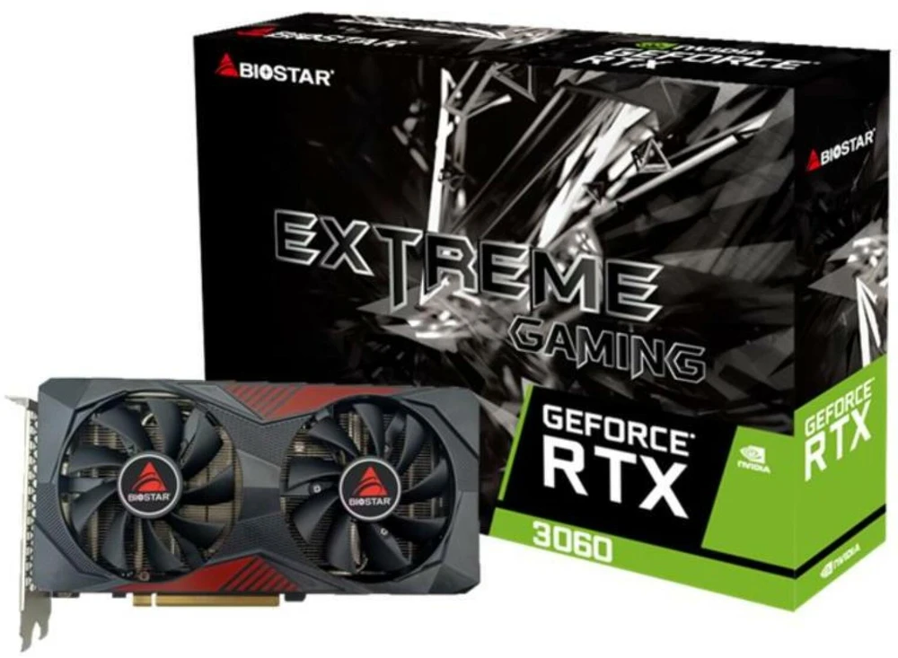 Grafikos plokštė|BIOSTAR|NVIDIA GeForce RTX 3060|12 GB|GDDR6|192 bit|PCIE 4.0 16x|GPU 1320 MHz|Dual Slot Fansink|1xHDMI|3xD