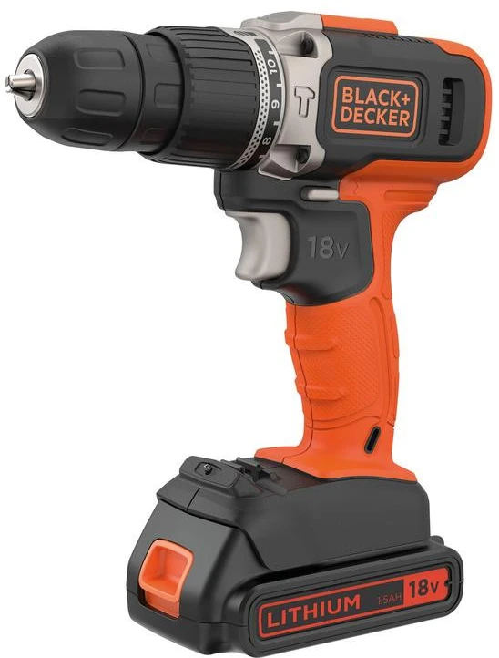 Black & Decker Juodas & Decker Suktuvas-gręžtuvas Juodas & Decker BCD001C1-QW; 18 V; 1x1,5 Ah akum.+ pakrovėjas