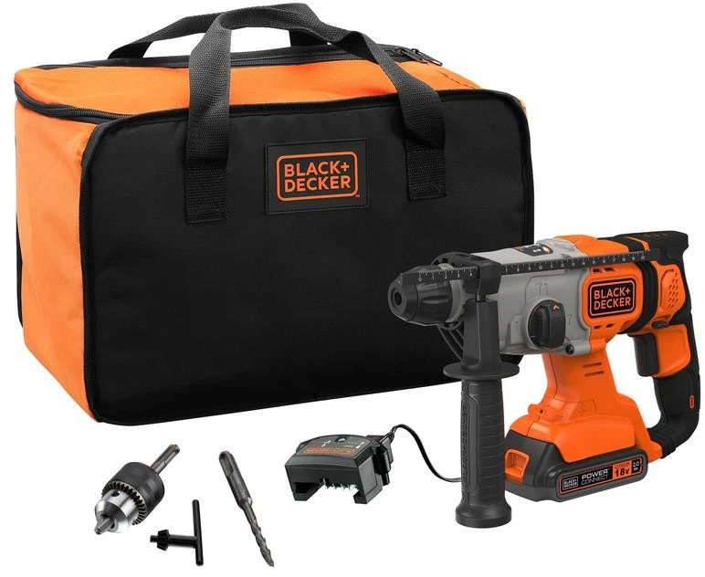 Black & Decker Juodas & Decker Perforatorius Juodas & Decker BCD900D1S-QW; 1,2 J; SDS-plus; 18 V; 1x2,0 Ah akum.+ pakrovėjas
