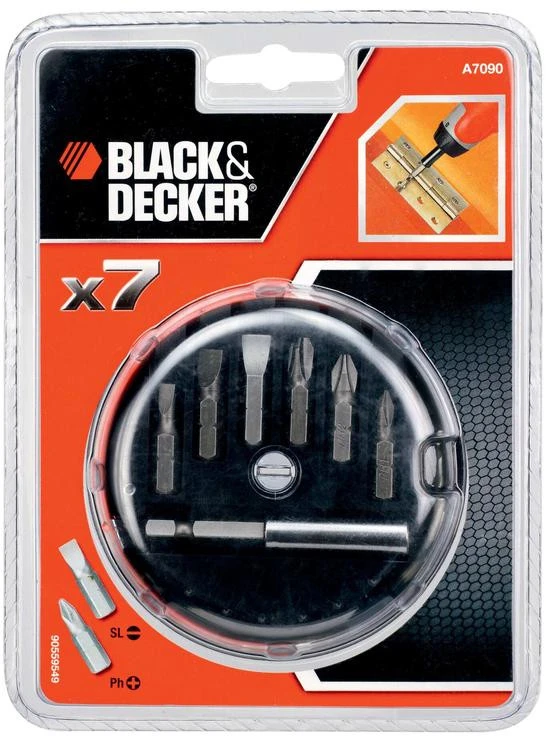 Black & Decker Juodas & Decker Bitų rinkinys Juodas & Decker a7090-xj 7 Dalys Butas pH