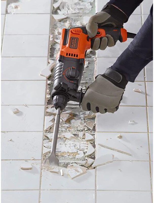 Black & Decker Perforatorius SDS+ smūginis gręžtuvas, 650 W, 1,4 J smūginis, 3 veikimo režimai, nešiojimo dėklas